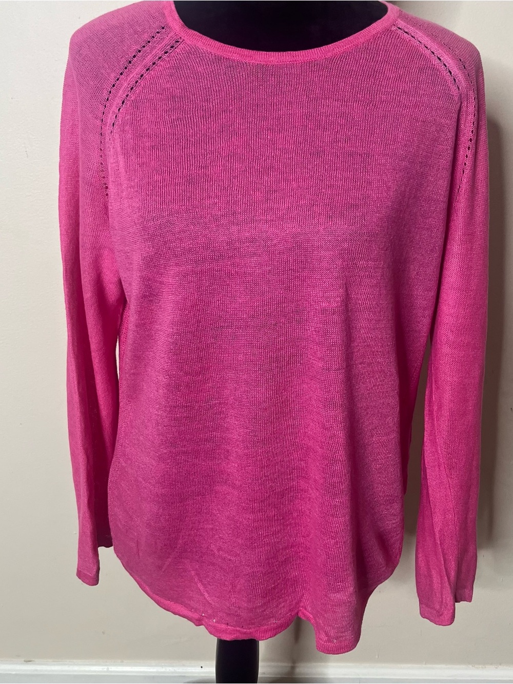 J. McLaughlin Women’s Pink Linen Coastal Boho Summer Knit Sweater Sz M